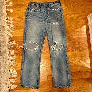 American Eagle Outfitters Light Blue Distressed Straight Leg Jeans